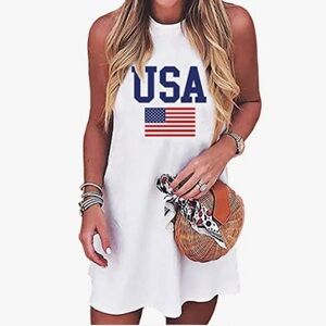 White USA Flag Sleeveless Dress